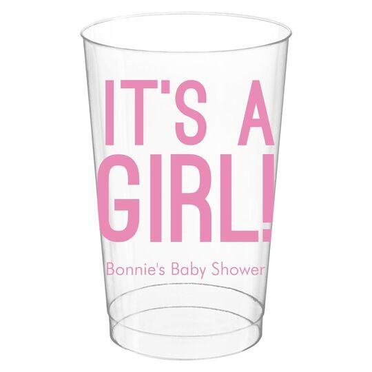 Bold It's A Girl Clear Plastic Cups
